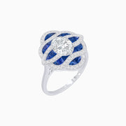 Art Deco Inspired Sea Wave Convertible Oval Ring and Pendant - Shahin Jewelry
